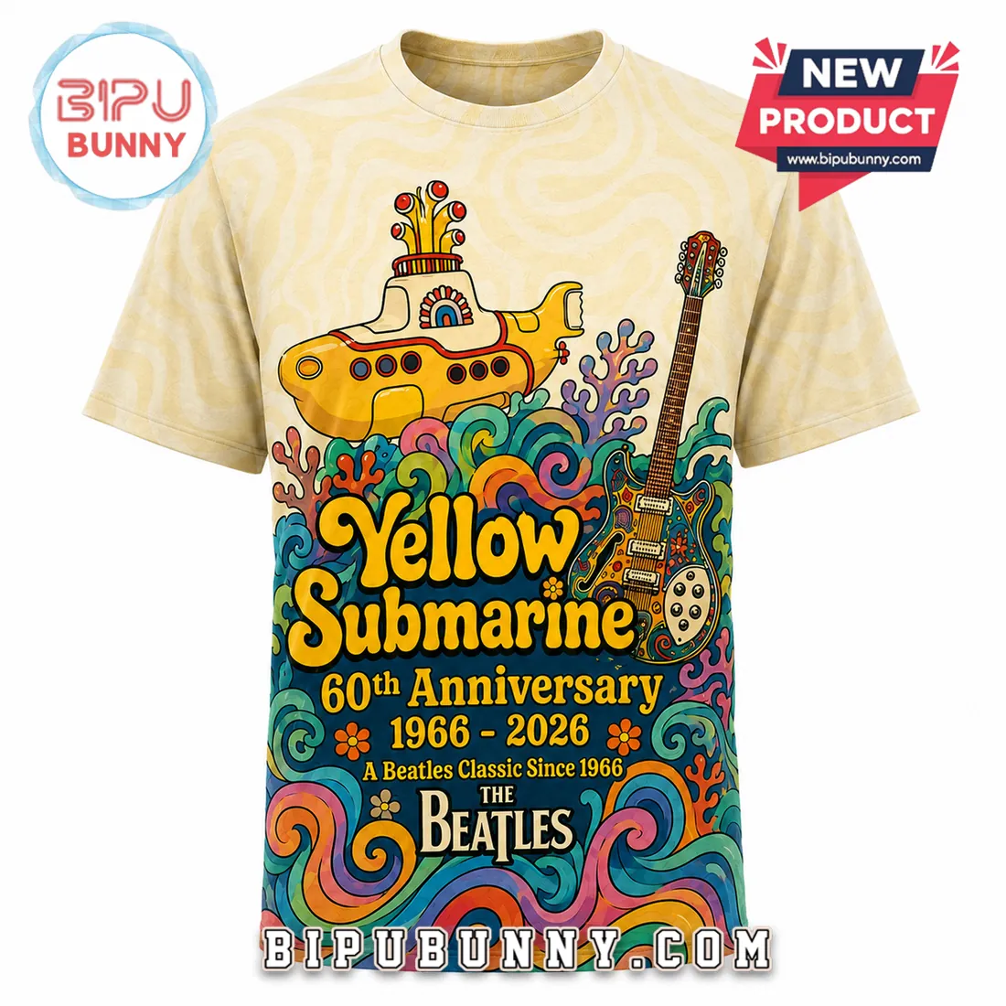 The Beatles Yellow Submarine 60th Anniversary 1966-2026 T-Shirt The Beatles Yellow Submarine 60th Anniversary 1966-2026 T-Shirt