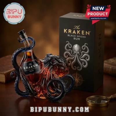 The Kraken Black Spiced Octopus Sculpted Glass Whiskey Decanter