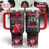 Rolling Stones Stanley tumbler featuring red crystal tongue logo, band member photos, and signatures on black background!