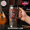Red black tie-dye Rolling Stones lips logo tumbler with steampunk guitar details, text 'THE ROLLING STONES IT'S ONLY ROCK'N ROLL BUT I LIKE IT'!
