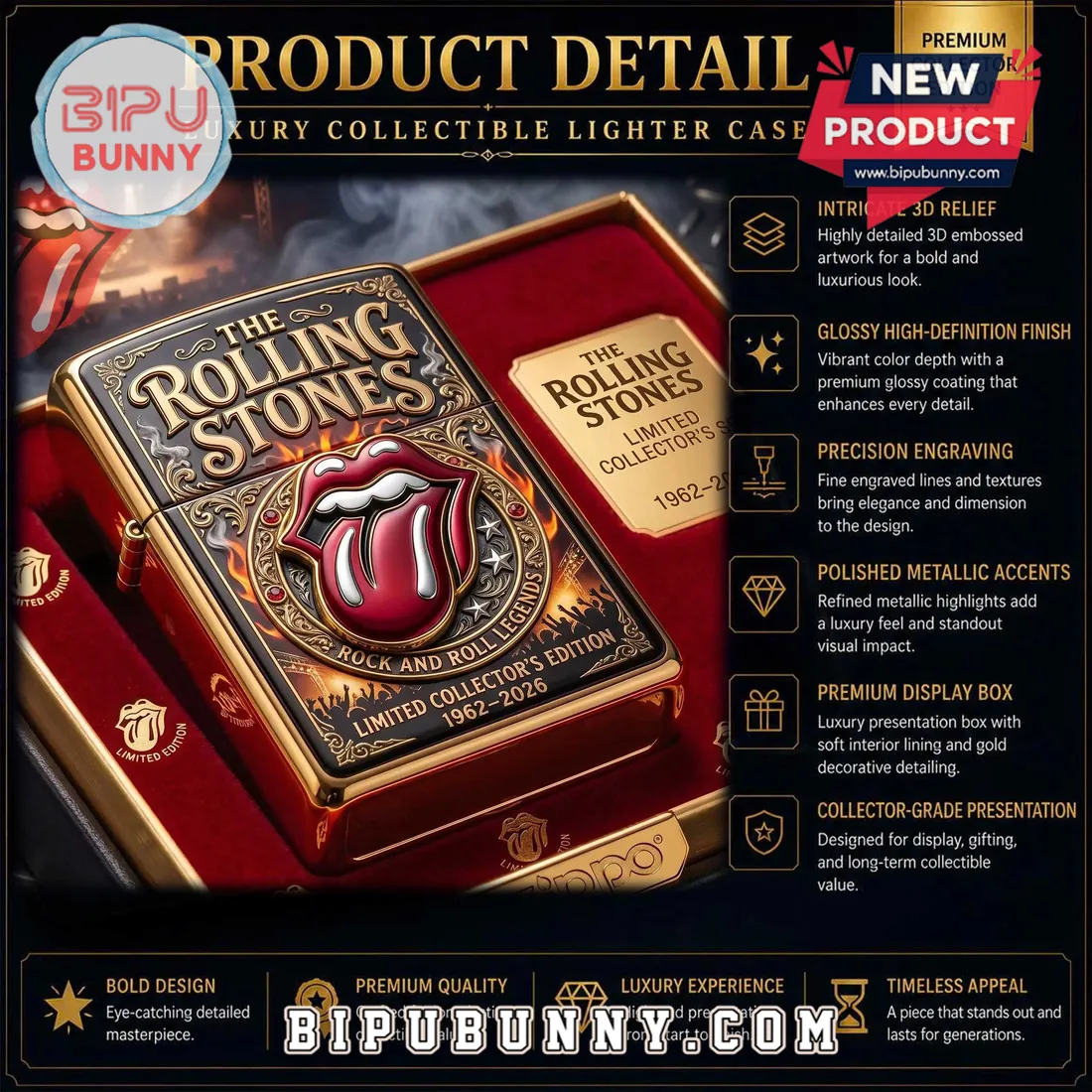 The Rolling Stones Zippo Limited Collector’s Edition Lighter Case The Rolling Stones Zippo Limited Collector’s Edition Lighter Case