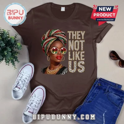 They Not Like Us Black Woman Empowerment Jeweled Design T-Shirt