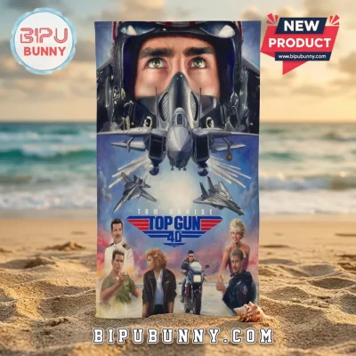 Top Gun 40th Anniversary Movie Poster Rectangle Beach Towel