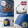 Four close up frames showing different parts of a Toronto Blue Jays anniversary cooler cup!