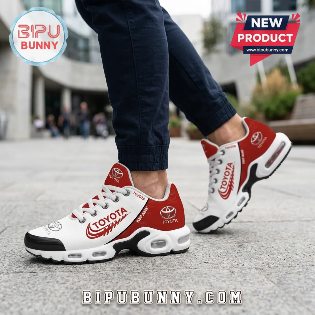 Toyota Custom Name Red & White Air Max Plus Shoes Toyota Custom Name Red & White Air Max Plus Shoes
