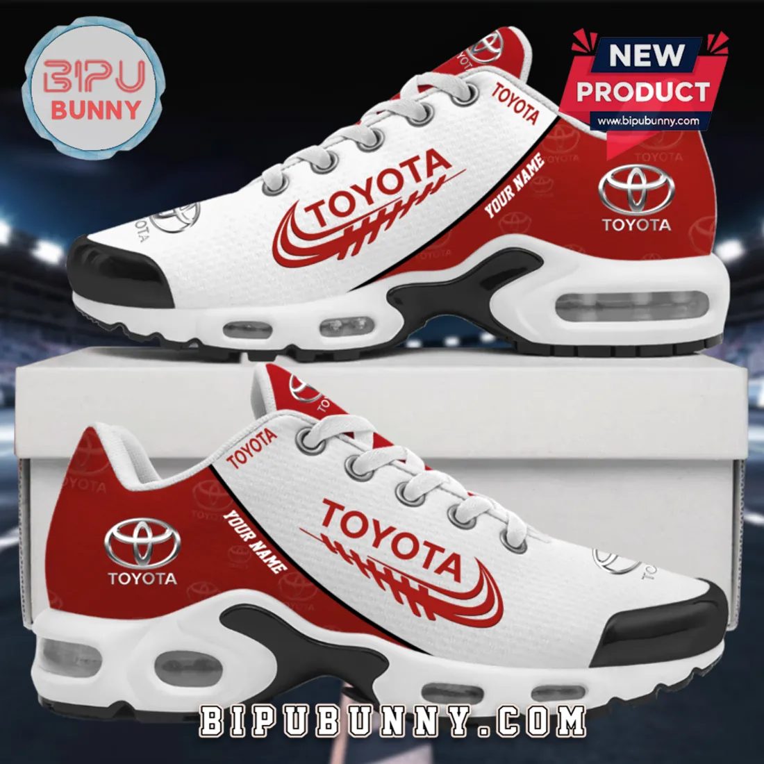 Toyota Custom Name Red & White Air Max Plus Shoes Toyota Custom Name Red & White Air Max Plus Shoes