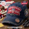 Distressed navy blue retro cap with 