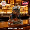 Glass bulldog decanter wearing US Marine uniform and hat with US Marine Corps 250th Anniversary Semper Fidelis plaque!
