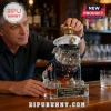 Glass decanter shaped like a Marine Corps bulldog in uniform with gold crown stopper and US Marine Corps anniversary plate!