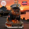 Glass bulldog decanter wearing US Marine Corps uniform and hat, inscribed with US Marine Corps 250th Anniversary text!