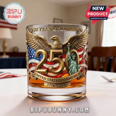 USA 250th Anniversary Freedom Patriotic Whiskey Glass