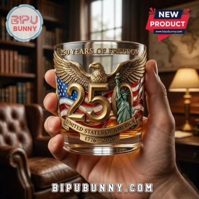 USA 250th Anniversary Freedom Patriotic Whiskey Glass