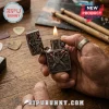 Silver Zippo-style lighter with a lit flame! Features an embossed rock guitarist, 