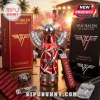 Red, black, white Van Halen merch, including POV LED fan, ring, dog tag with 