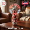 Red, white, black striped Van Halen fan with glowing orange text 