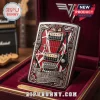 Retro rock and roll lighter with red, white, black striped guitar design, silver scrollwork, VH logo, 5150, AIN'T TALKIN' 'BOUT LOVE text!