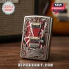 Silver Zippo lighter, red white black striped retro guitar design with VH logo, 5150, AIN'T TALKIN' BOUT LOVE text!