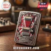 Red white black striped retro guitar lighter! Silver ornate frame! 