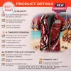 Red short-sleeve shirt with Van Halen logo, star patterns, and classic rock embroidery on a beach background!