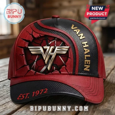 Van Halen Est. 1972 Red Black Cracked Logo Baseball Cap