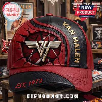 Van Halen Est. 1972 Red Black Cracked Logo Baseball Cap