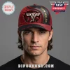 Cracked red black Van Halen baseball cap with gold metallic VH logo, gold VAN HALEN text, and red EST. 1972 on brim!
