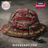 Van Halen striped bucket hat! Red black distressed pattern, VH logo, EST 1972, Eruption, Jump, Dance The Night Away, Ain't Talkin' 'Bout Love!