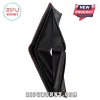 Black bifold wallet, open and empty, dark red trim! Features 'BIPU BUNNY', 'NEW PRODUCT', and 'BIPUBUNNY.COM' branding!