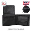 Black classic textured wallet with card slots, coin pocket, ID window, and velcro closure!