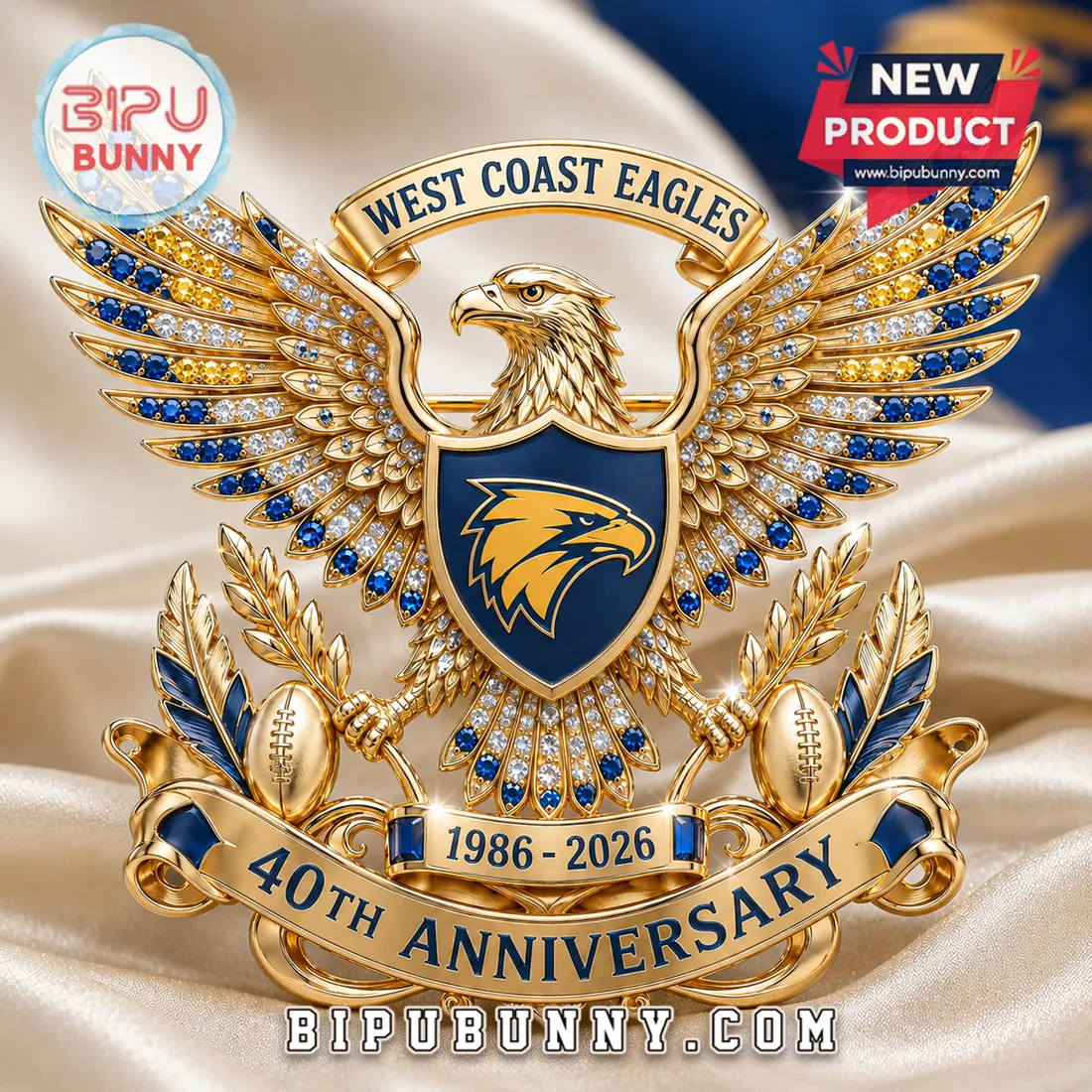 West Coast Eagles 40th Anniversary 1986-2026 Emblem Brooch Pin West Coast Eagles 40th Anniversary 1986-2026 Emblem Brooch Pin