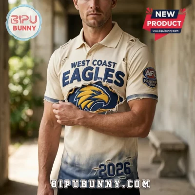 West Coast Eagles AFL 2026 Premiership Distressed Polo Shirt