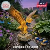 Solar garden light featuring a golden eagle with a blue and yellow bandana on a base reading EAGLES 40TH ANNIVERSARY 1988-2028!