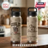 Cream dog-themed water bottle, retro design. Features 