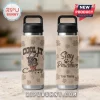 Beige travel tumbler, black lid, rustic pet paw print design. Text: 'COOL IT Cowboy' with French bulldog; 'Stay Pawsitive Your Name' reverse!