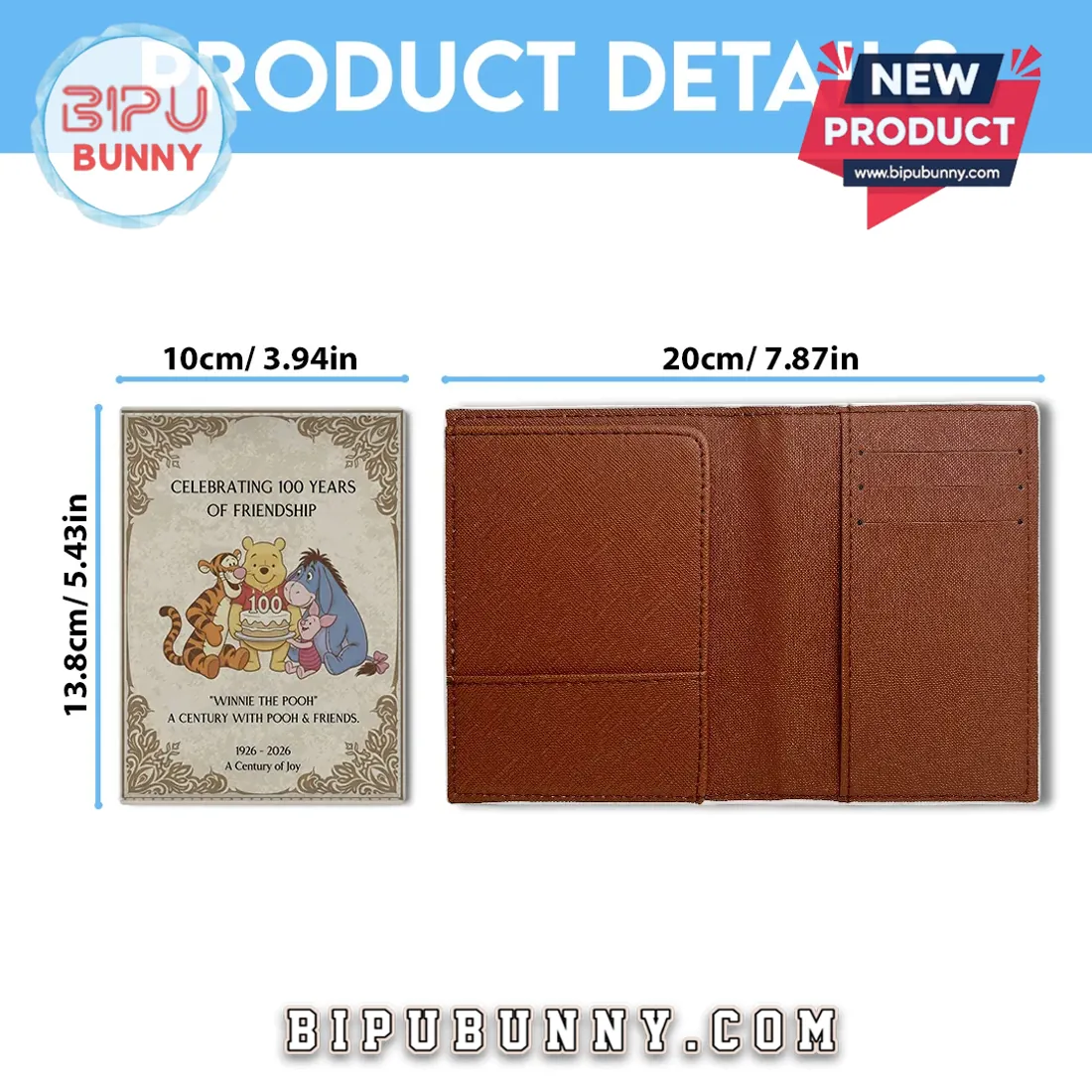 Winnie-the-Pooh 100th Anniversary Leather Passport Cover 2026 Winnie-the-Pooh 100th Anniversary Leather Passport Cover 2026