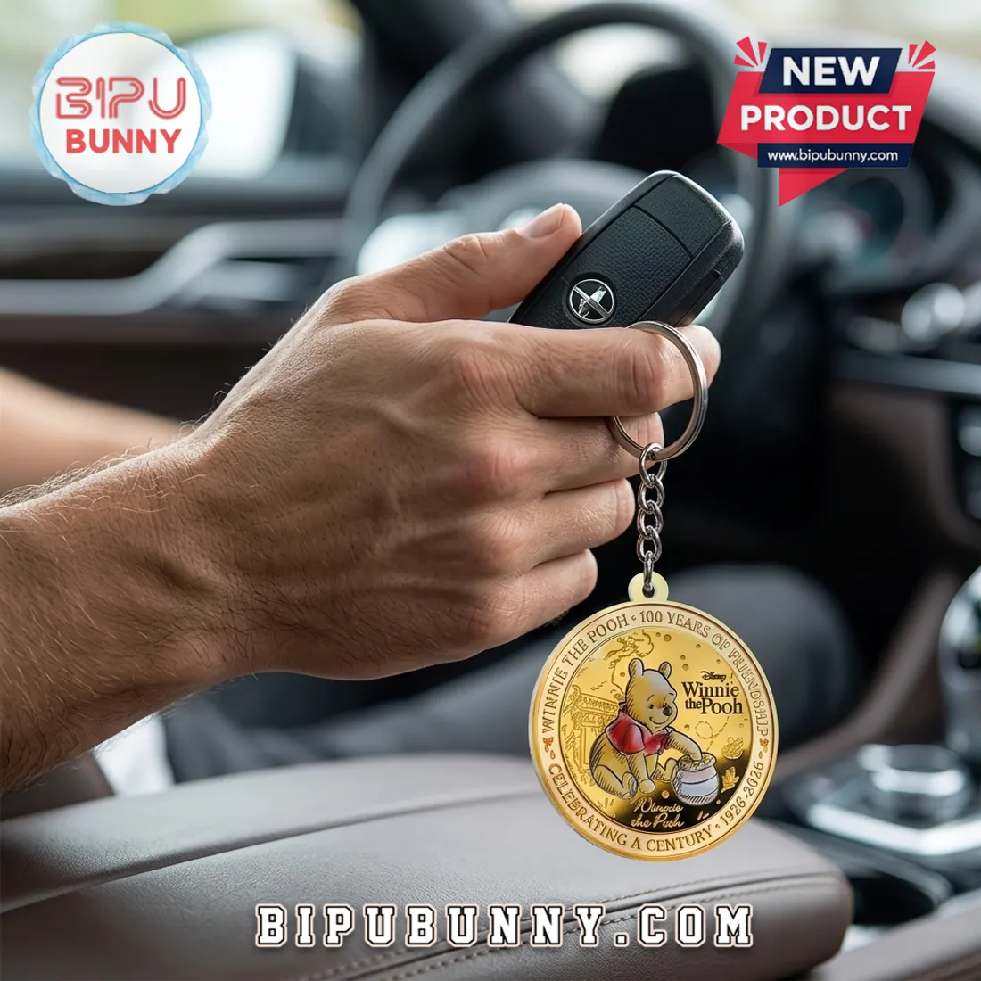 Winnie the Pooh Disney 100th Anniversary 1926-2026 Commemorative Keychain Winnie the Pooh Disney 100th Anniversary 1926-2026 Commemorative Keychain