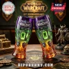 World of Warcraft 20th Anniversary pilsner glasses with faction emblems and glowing portal graphics in purple and orange!