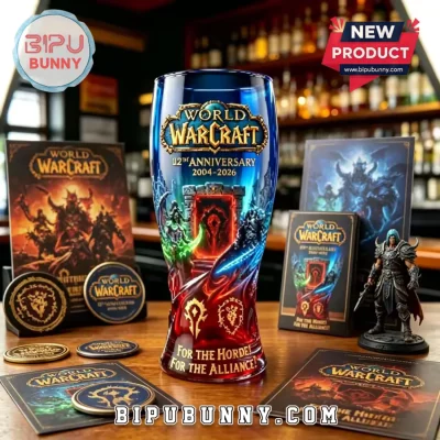 World of Warcraft Horde Alliance 2004-2026 Anniversary Beer Glass