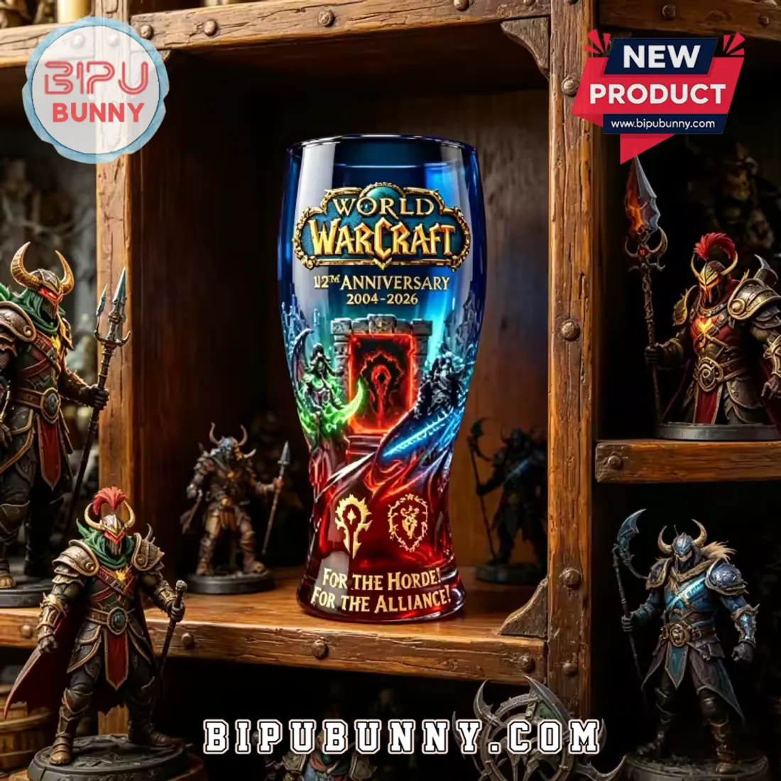 World of Warcraft Horde Alliance 2004-2026 Anniversary Beer Glass World of Warcraft Horde Alliance 2004-2026 Anniversary Beer Glass