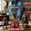 World of Warcraft 12th Anniversary glass featuring Dark Portal art, Horde and Alliance logos in blue and red gradient!