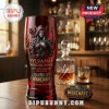 Red beer glass featuring Sylvanas Windrunner graphic, World of Warcraft text, and 22nd anniversary detail!