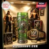 Green John Cena WWE beer stein with hand print logo, chain accents, and 16-time world champion text on display shelf!