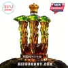 Glass Monster Energy bottle with a gold crown topper on a rock base featuring Monster logo and BipuBunny branding!