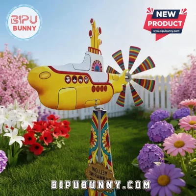 Yellow Submarine Beatles 60s Retro Kinetic Metal Garden Wind Spinner