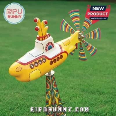 Yellow Submarine Beatles 60s Retro Kinetic Metal Garden Wind Spinner