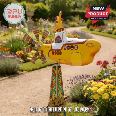 Yellow Submarine Kinetic Metal Garden Decor Wind Spinner