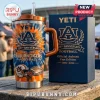 Orange and navy tie-dye YETI mug, AU logo, 'AUBURN TIGERS FOOTBALL 135TH ANNIVERSARY 1891-2026', football helmet, stadium! Matching blue box!