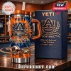 Orange and blue tie-dye Yeti tumbler with Auburn Tigers 135th Anniversary 1891-2026 Football design and matching box!