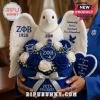Zeta Phi Beta themed floral arrangement with a white dove, blue and white roses, and Zeta Phi Beta sorority branding!