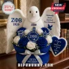 Zeta Phi Beta floral arrangement with white dove plush, blue and white roses, and greek letters on a blue velvet base!